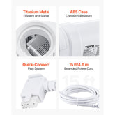 Salt Water Chlorinator System, Pool Chlorination Cell Fits for Hayward W3T-Cell-15 (T15), Pool Cell Salt Water System for In-Ground Swimming Pools up to 40,000 Gallons, 15 ft Power Line, White